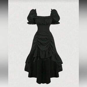 SHEIN Black High Low Ruffled Dress